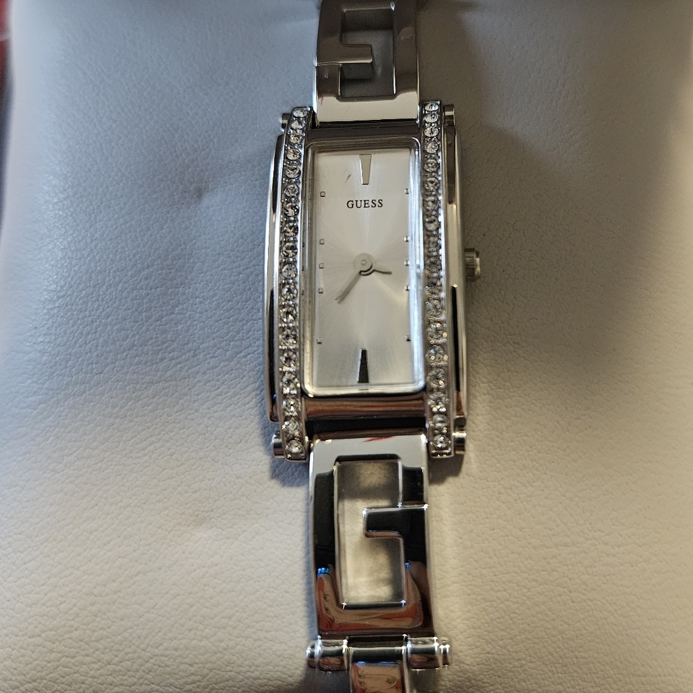 Silver Guess Watch with Rhinestones